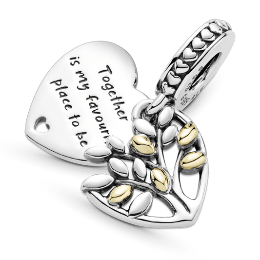Charm Pendente Coração e Árvore Da Família