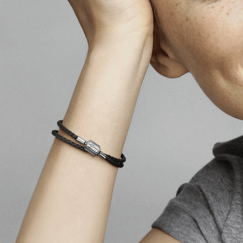 Pulseira Em Couro Preto De Fecho Star Wars The Mandalorian