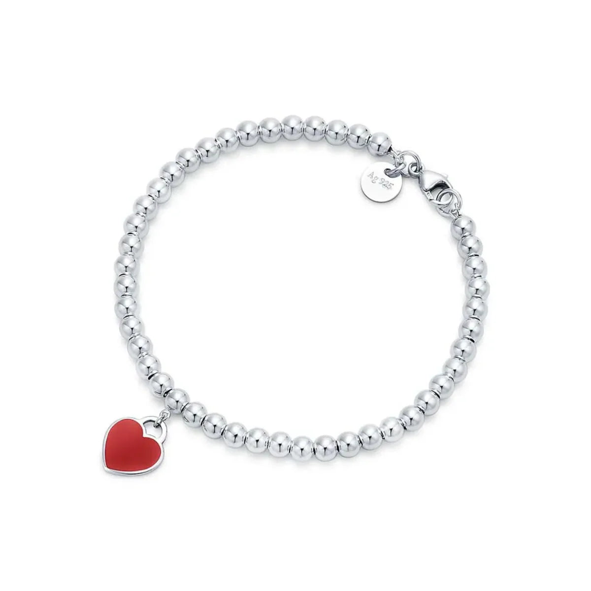 Bracelete Tiff&Co Contas Berloque Coração
