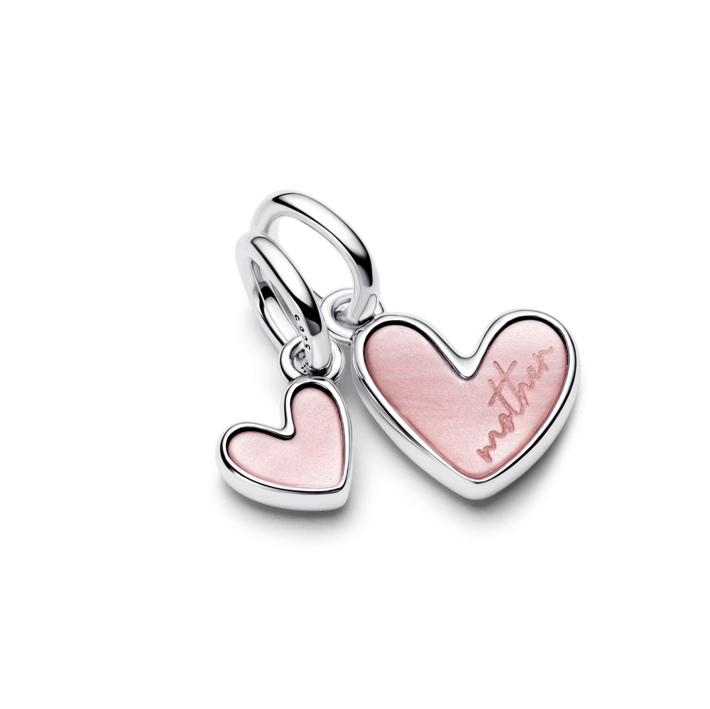 Charm Prata Coração De Mae E Filha Divisível