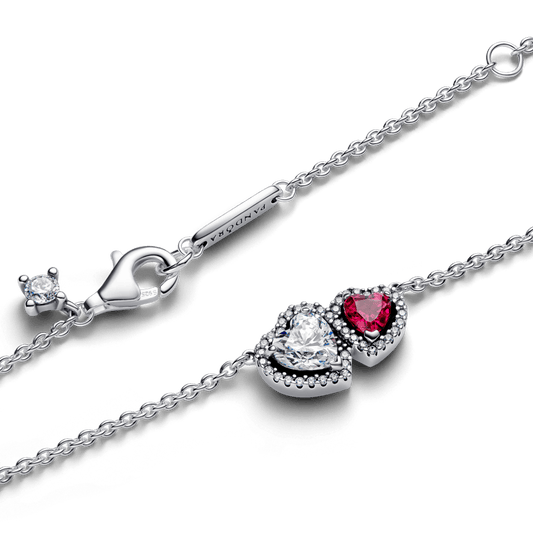 Colar De Prata Dois Corações Halo Hearts