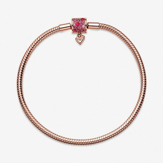 Pulseira com Coração Rosa Brilhante