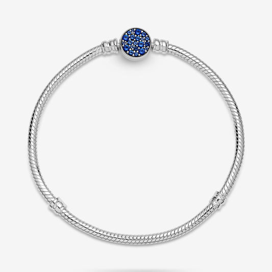 Pulseira de Corrente com Fecho de Disco Azul Brilhante