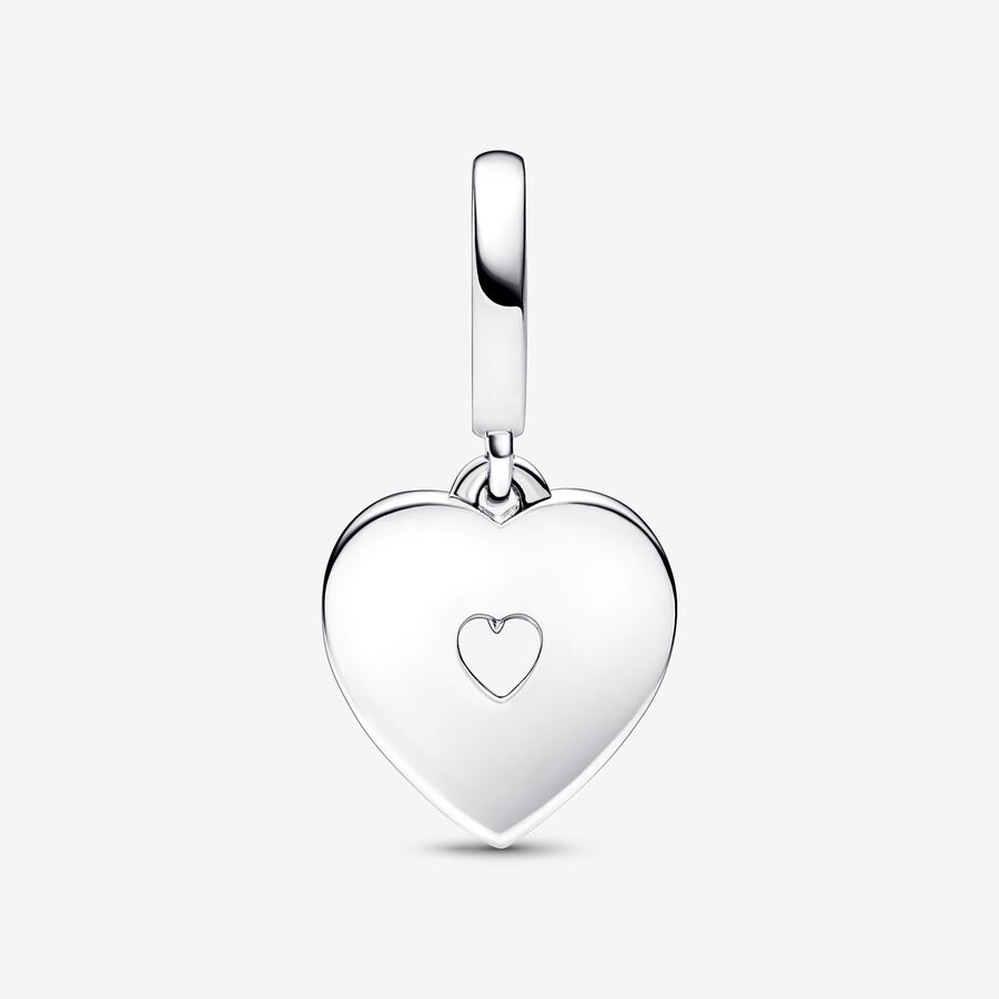 Charm Pendente Duplo Coração Branco Perolado