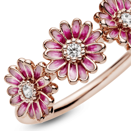 Anel Rose Trio De Margaridas Pink