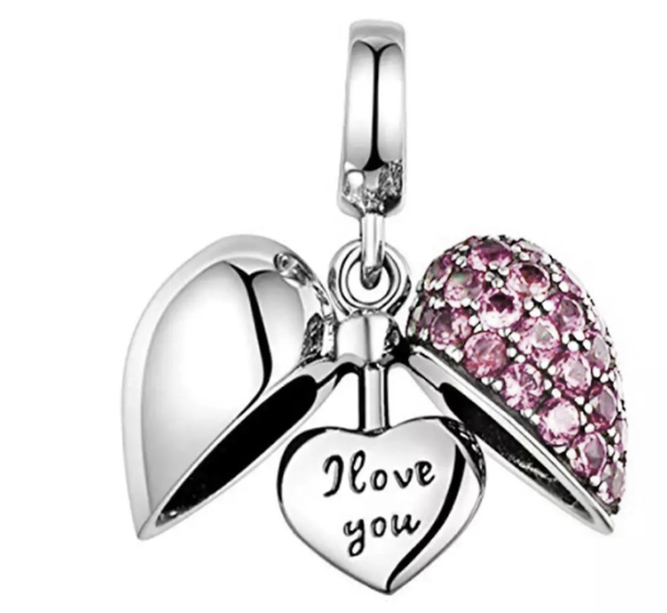 Charm Coração Aberto I Love You - Personalizado