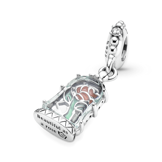 Charm Pendente Rosa Encantada - Bela e a Fera