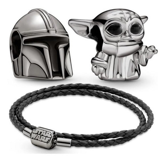 Pulseira Em Couro Preto De Fecho Star Wars The Mandalorian
