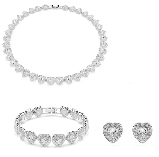 Conjunto Ariana Grande x Swarovski - Colar, Brincos e Pulseira Corações