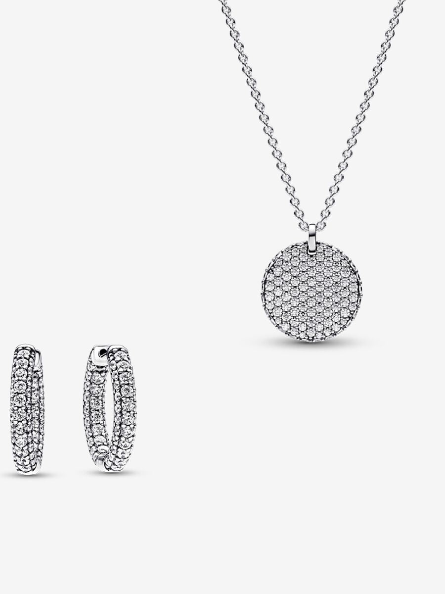 Conjunto Colar Redondo Pavé e Brincos de Argola