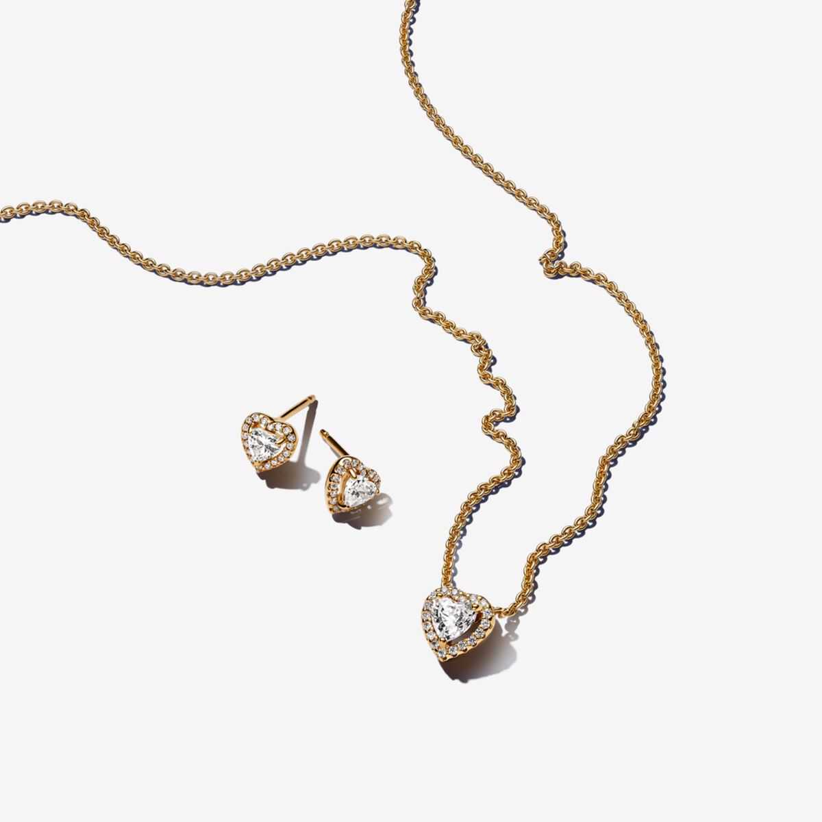 Conjunto de Joias Coração Elevado Brilhante Dourado