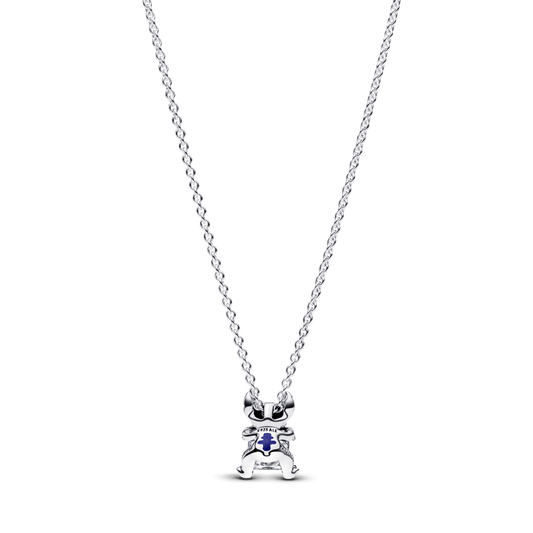 Colar de Prata Disney Stitch Brilhante Pendente 45 cm