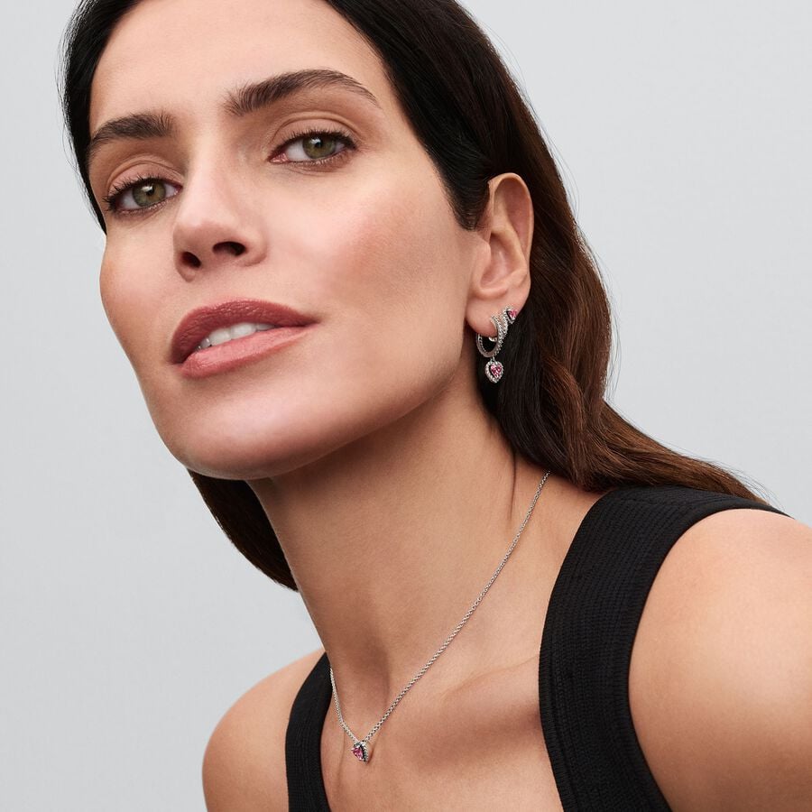 Colar Coração Rosa Elevado