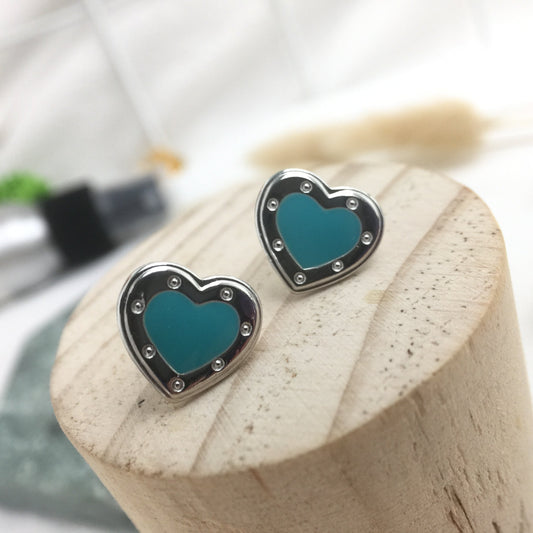 Brincos Love Blue Heart