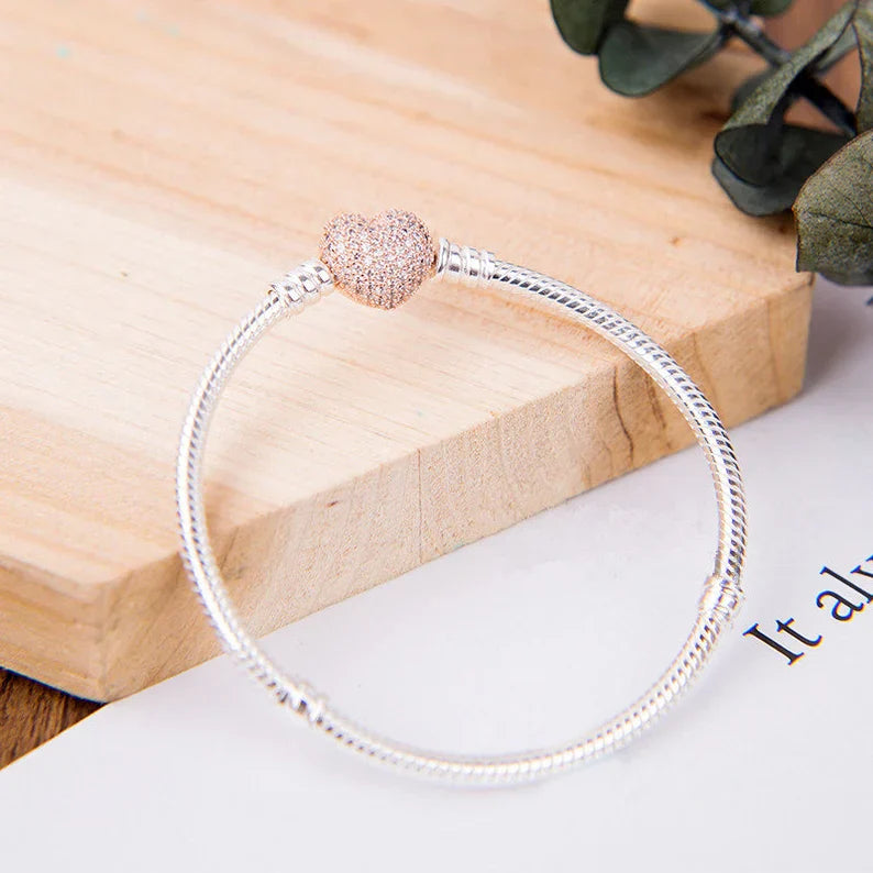 Pulseira em Trama com Fecho de Coração