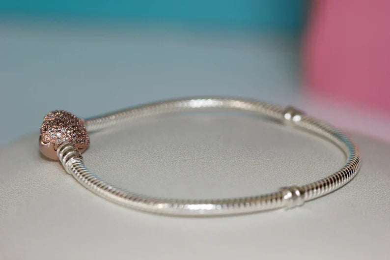 Pulseira em Trama com Fecho de Coração