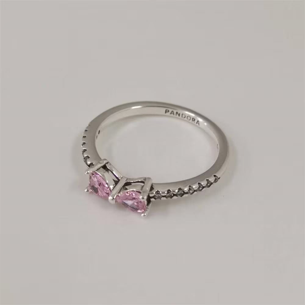 Anel de Laço Rosa Cintilante