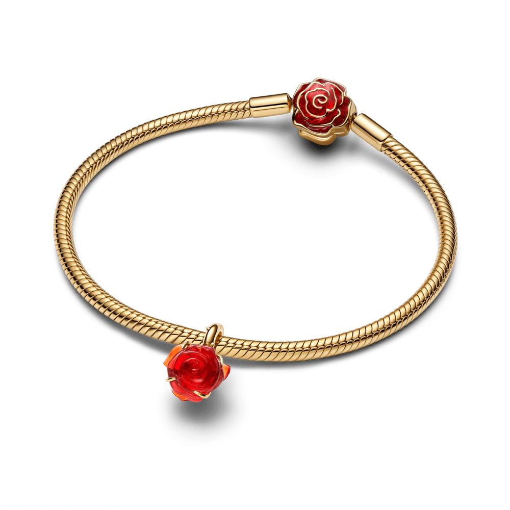 Charm Pendente Disney Rosa De A Bela E A Fera