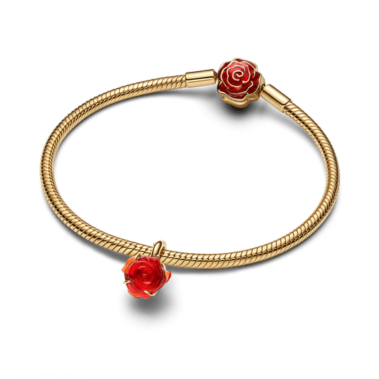 Charm Pendente Disney Rosa De A Bela E A Fera