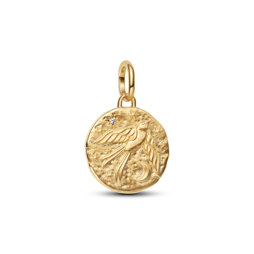 Charm Medalhão Andorinha Dourado