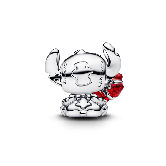 Charm Prata Disney Stitch E Rosa Vermelha