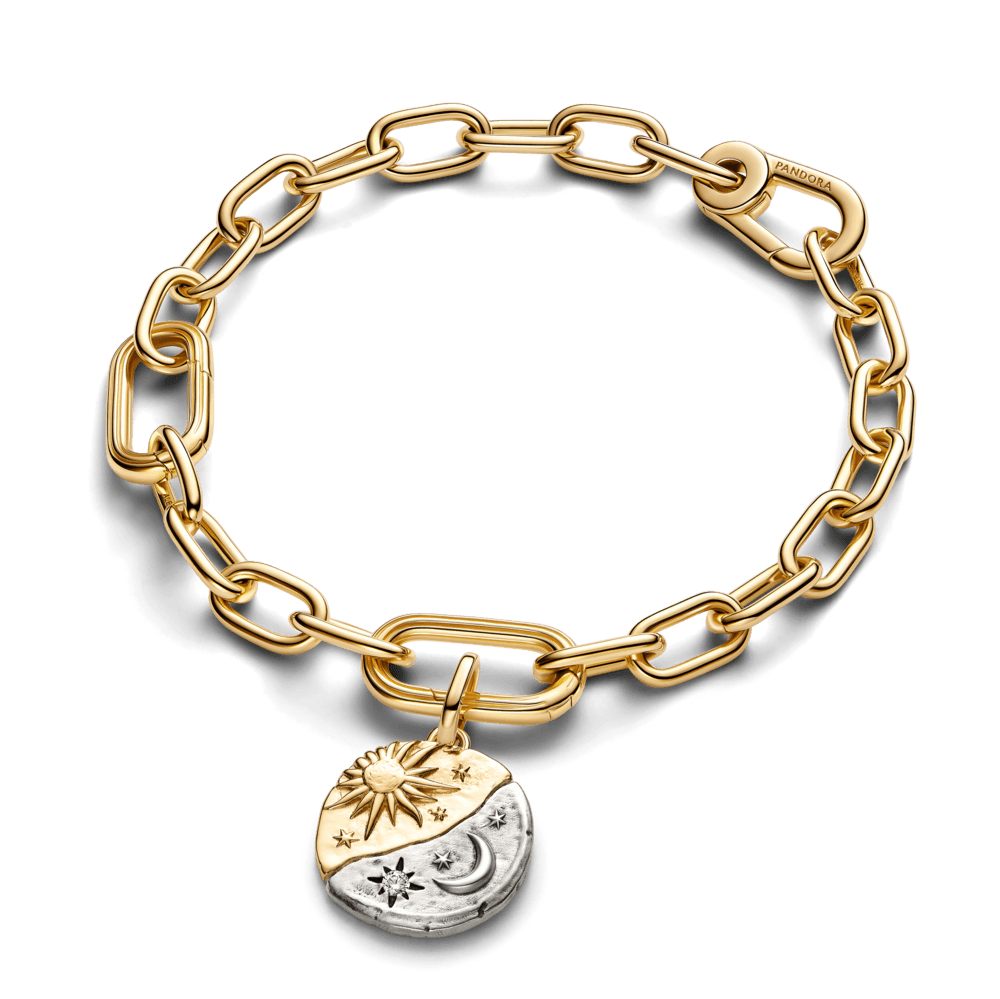 Charm Medalhão Sol E Lua Dois Tons
