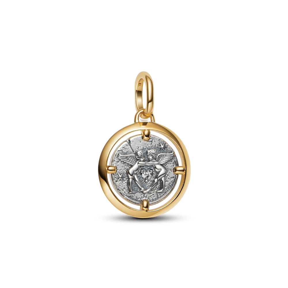 Charm Medalhão Anjos Dois Tons