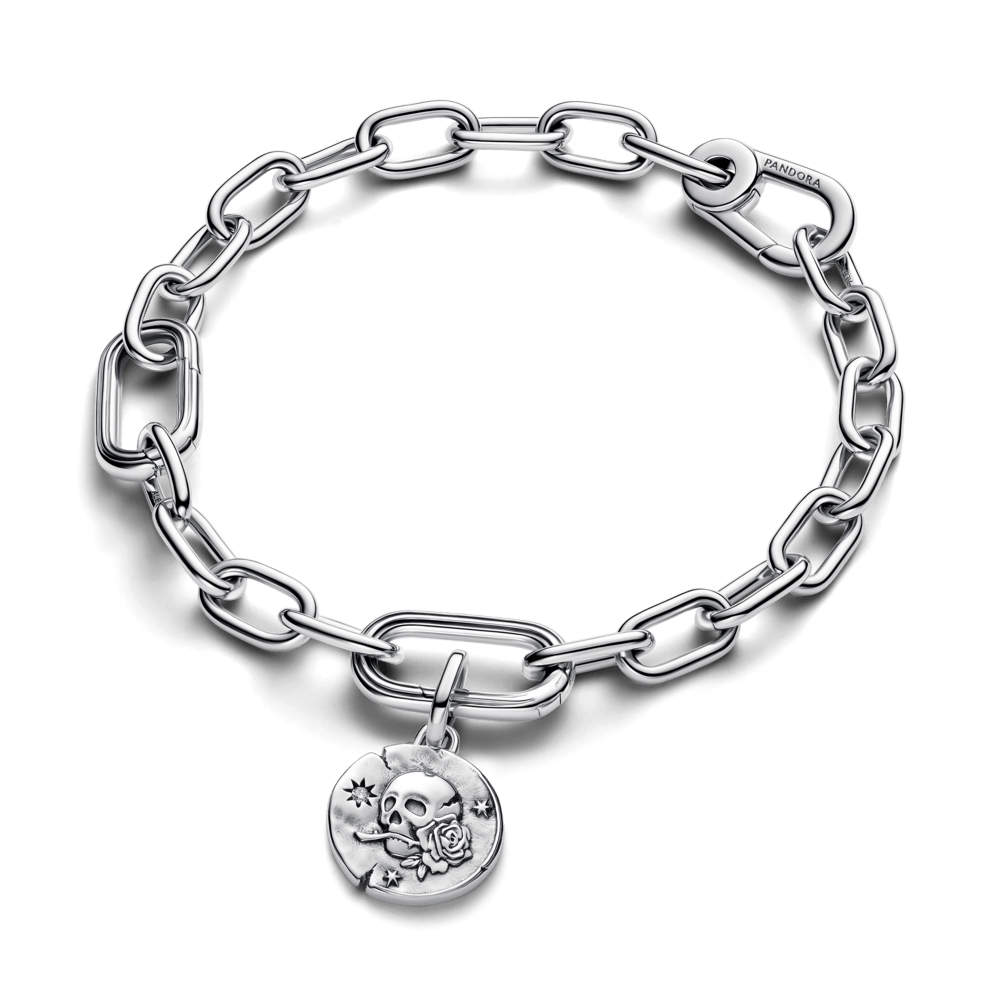 Charm Medalhão Caveira Carpe Diem Prata