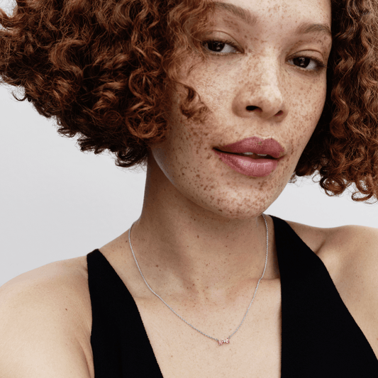 Colar De Prata Pingente Laco Rosa