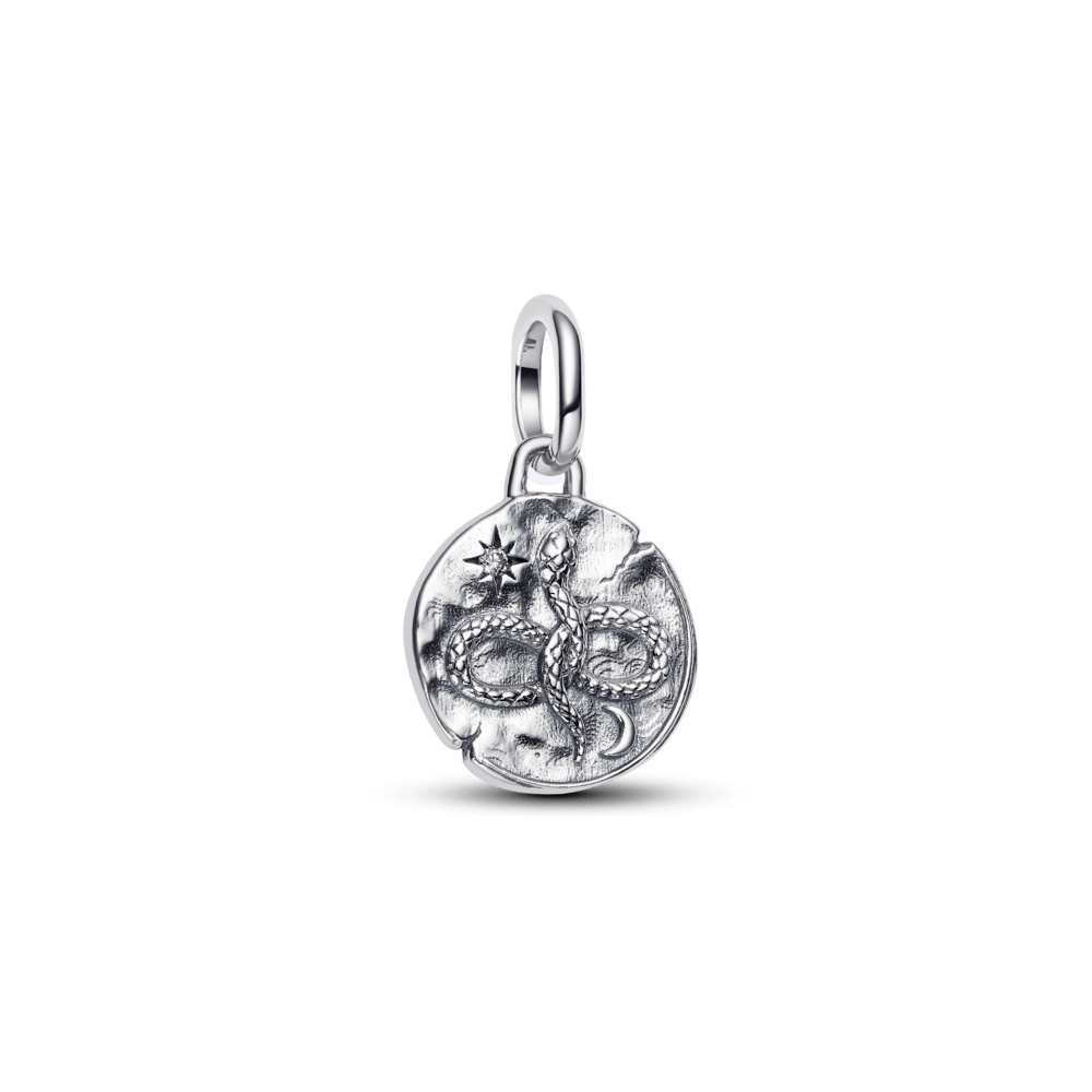 Charm Medalhão Serpente E Infinito Prata