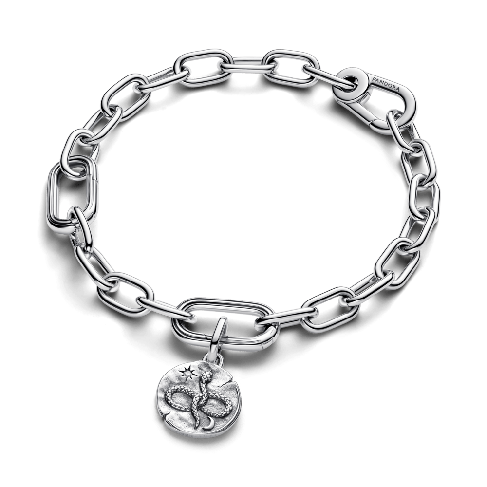 Charm Medalhão Serpente E Infinito Prata