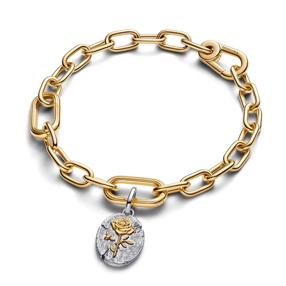 Charm Medalhão Rosa Dois Tons