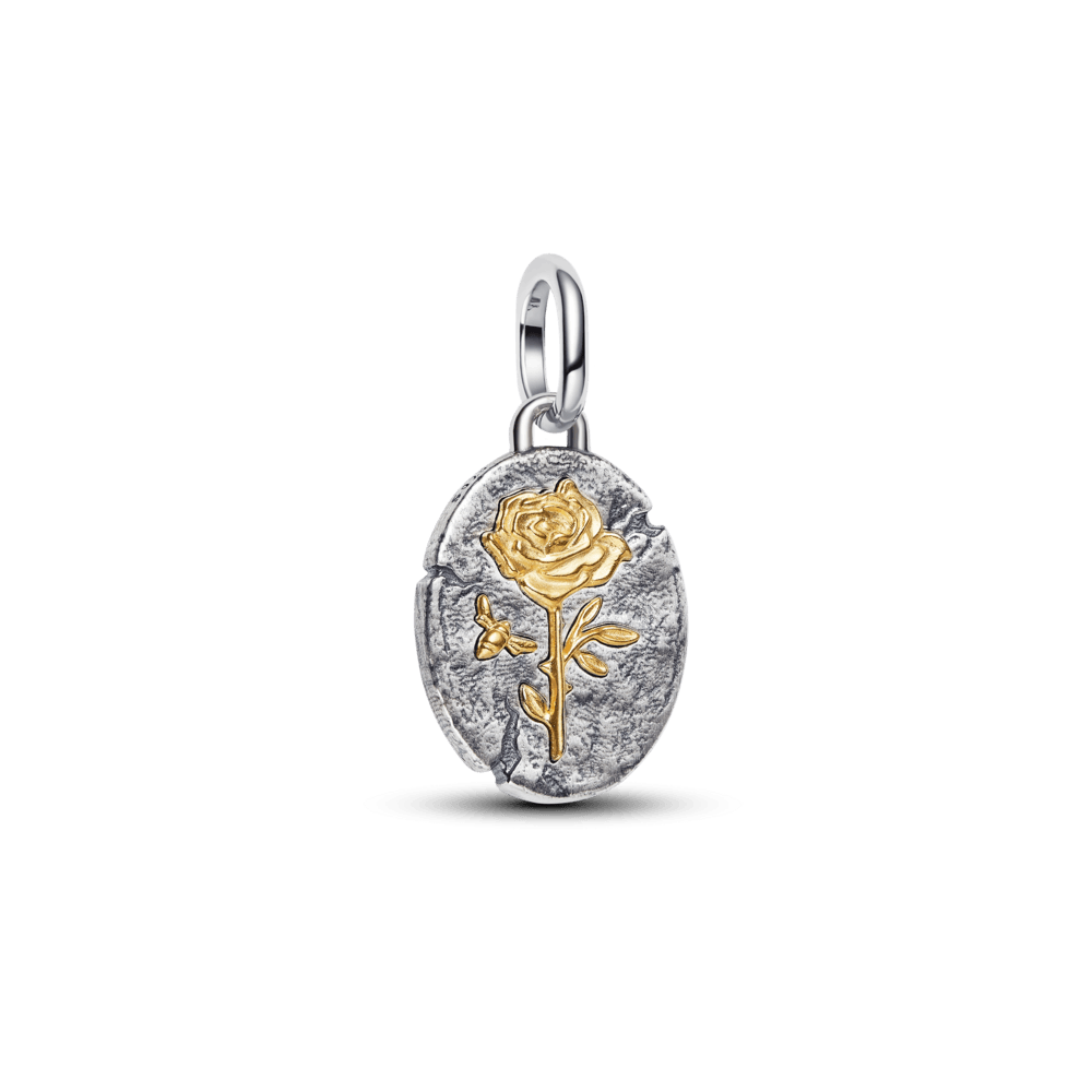 Charm Medalhão Rosa Dois Tons