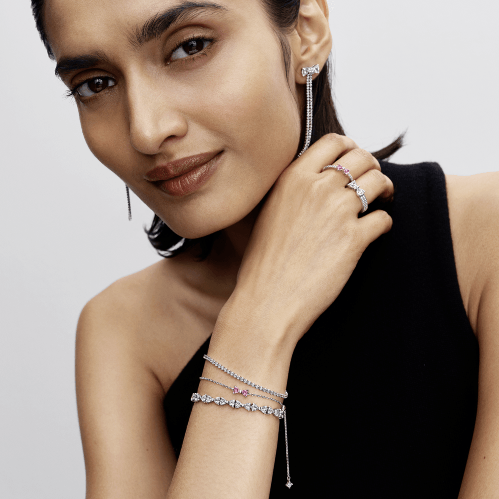 Bracelete Prata Maleavel Pequeno Laco Rosa