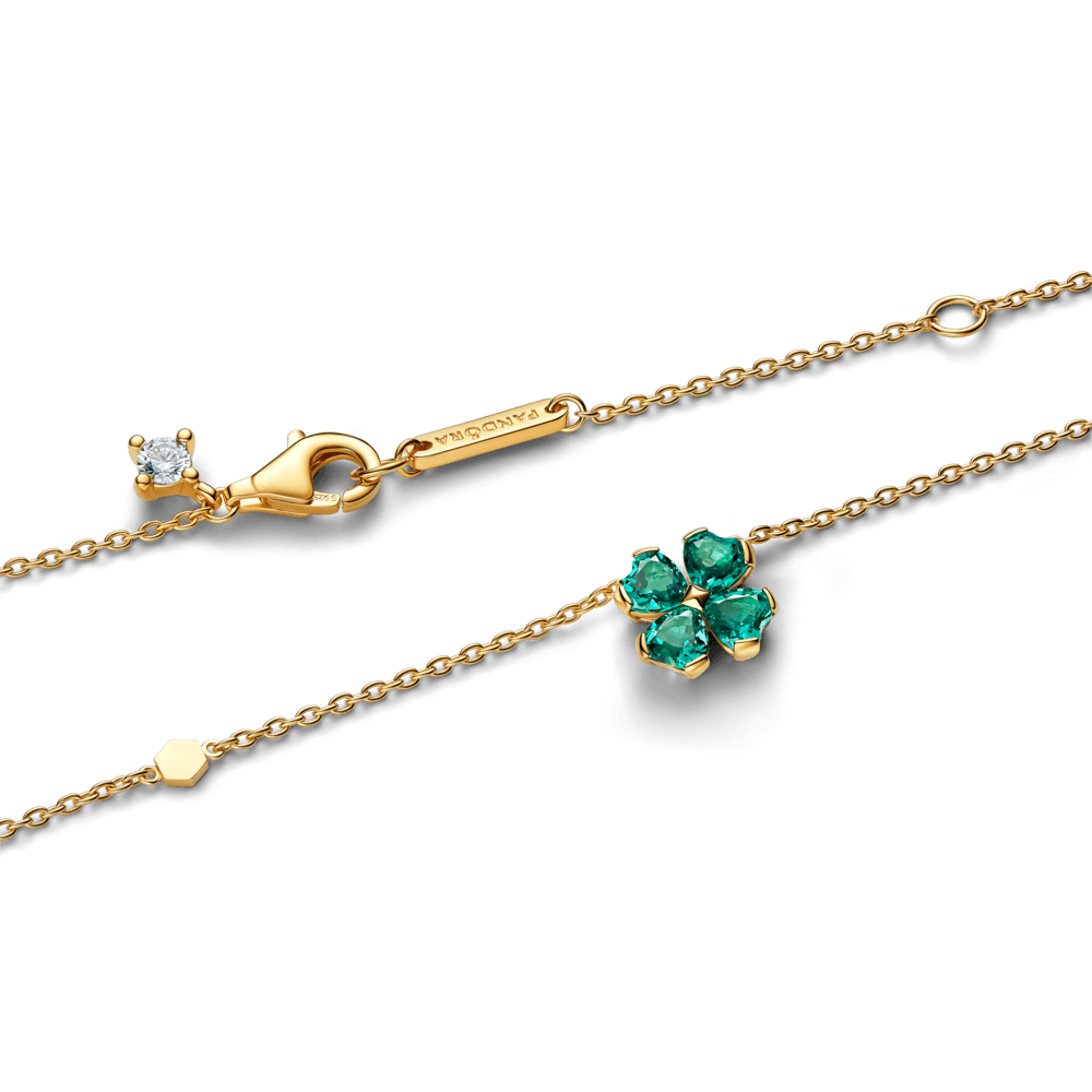 Colar Ouro Pingente Trevo De 4 Folhas Brilhante