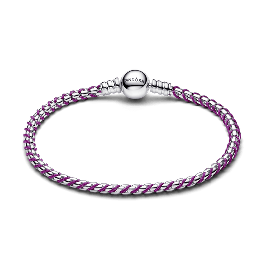 Bracelete Maleavel Prata Fecho Redondo E Trancado Roxo