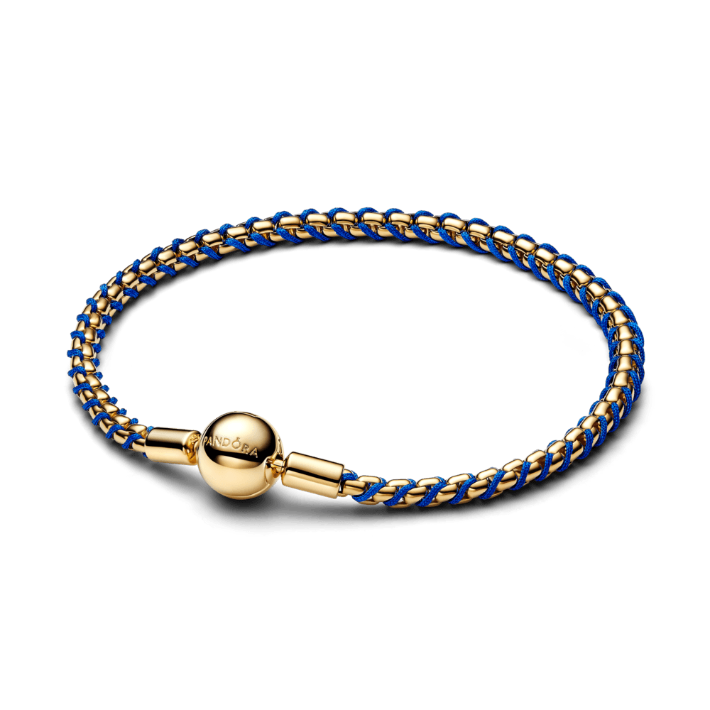 Bracelete Maleavel Dourado Fecho Redondo E Trancado Azul