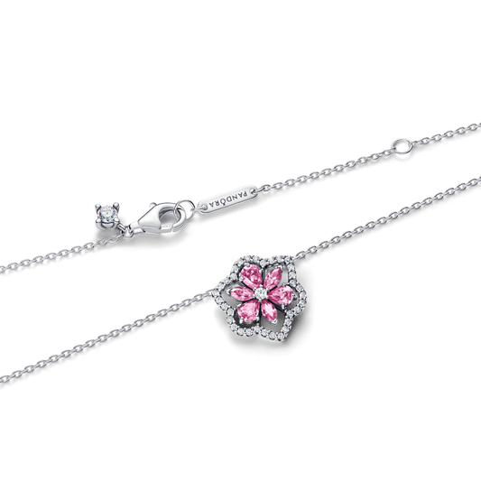 Colar De Prata Floral Herbario Rosa Brilhante