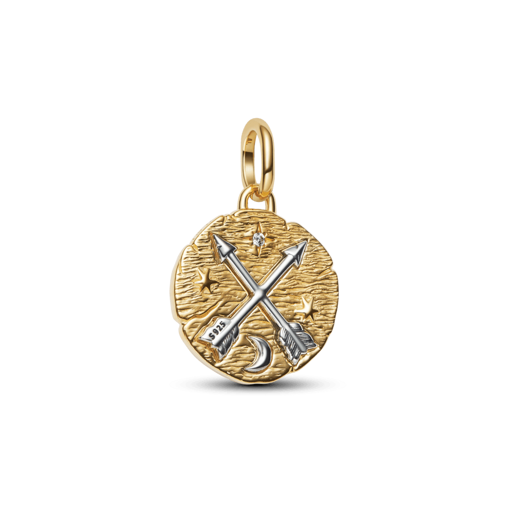 Charm Medalhão Flechas Dois Tons