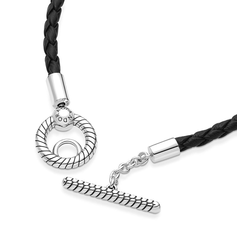 Pulseira de Couro e Fecho em T