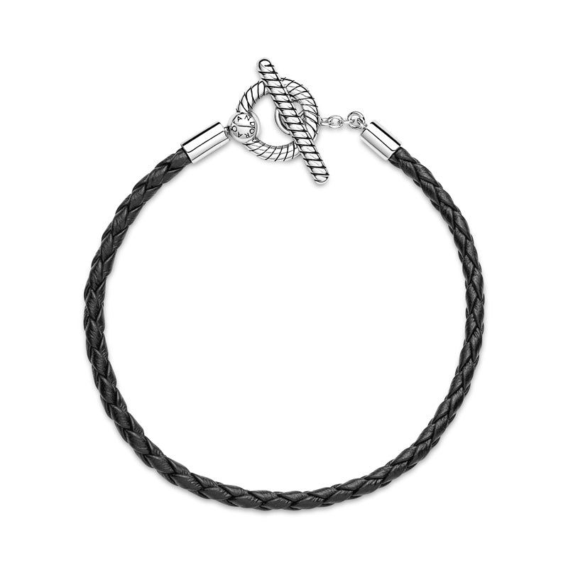 Pulseira de Couro e Fecho em T
