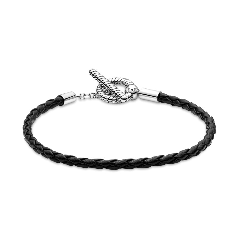 Pulseira de Couro e Fecho em T