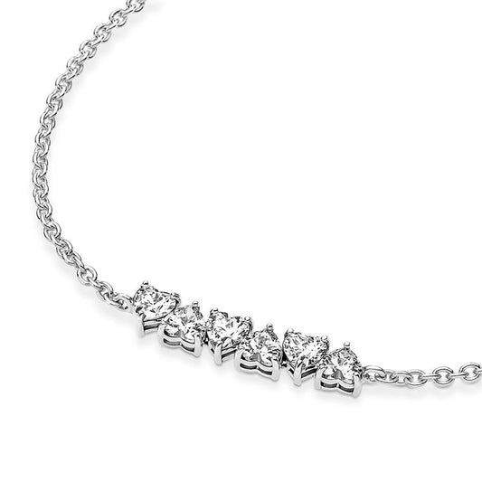Pulseira de Corrente de Corações Infinitos Cintilantes
