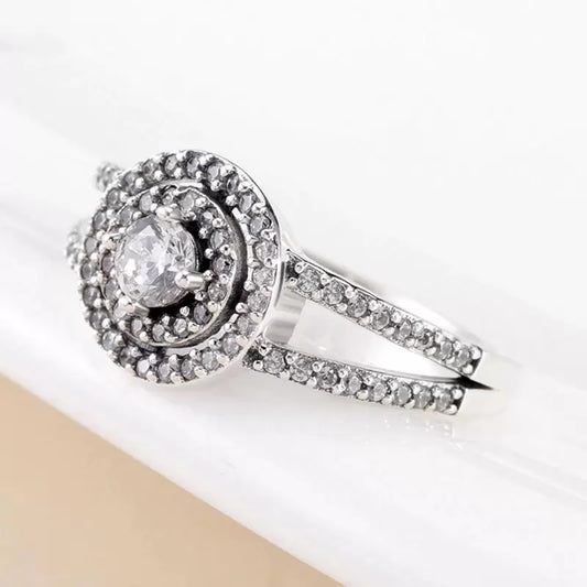 Anel de Halo Duplo Brilhante