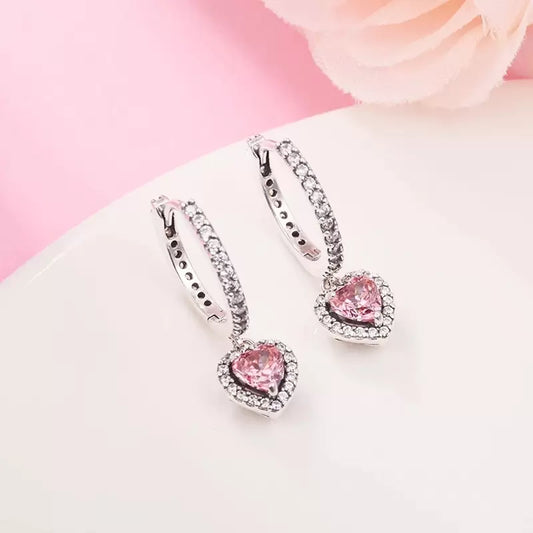 Brincos de Círculos de Corações Rosa