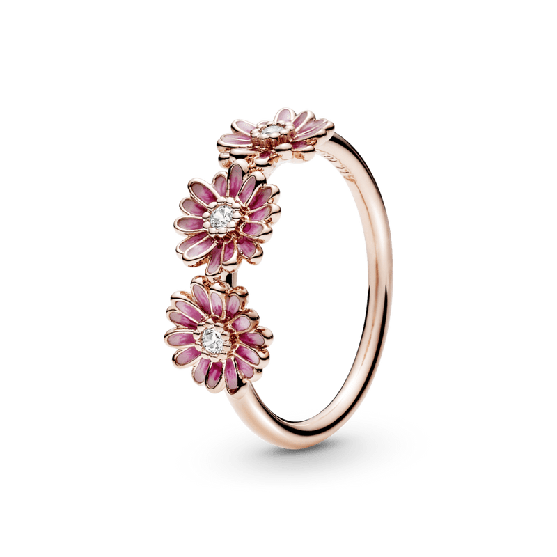 Anel Rose Trio De Margaridas Pink