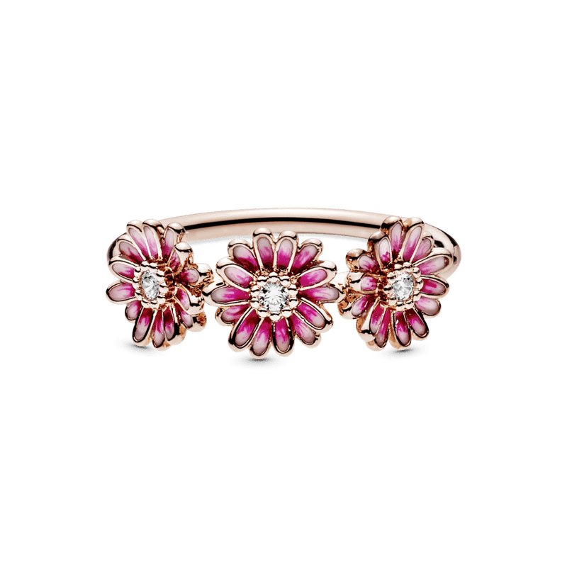 Anel Rose Trio De Margaridas Pink