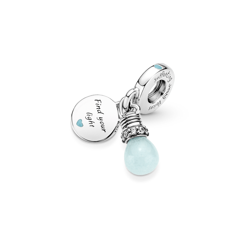 Charm Pendente Duplo Lampada Que Brilha No Escuro