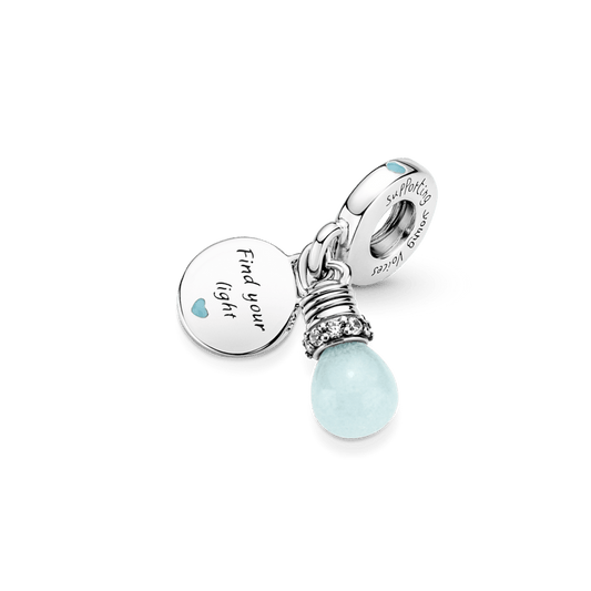 Charm Pendente Duplo Lampada Que Brilha No Escuro