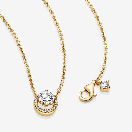 Colar Collier com Pingente Halo Redondo Cintilante